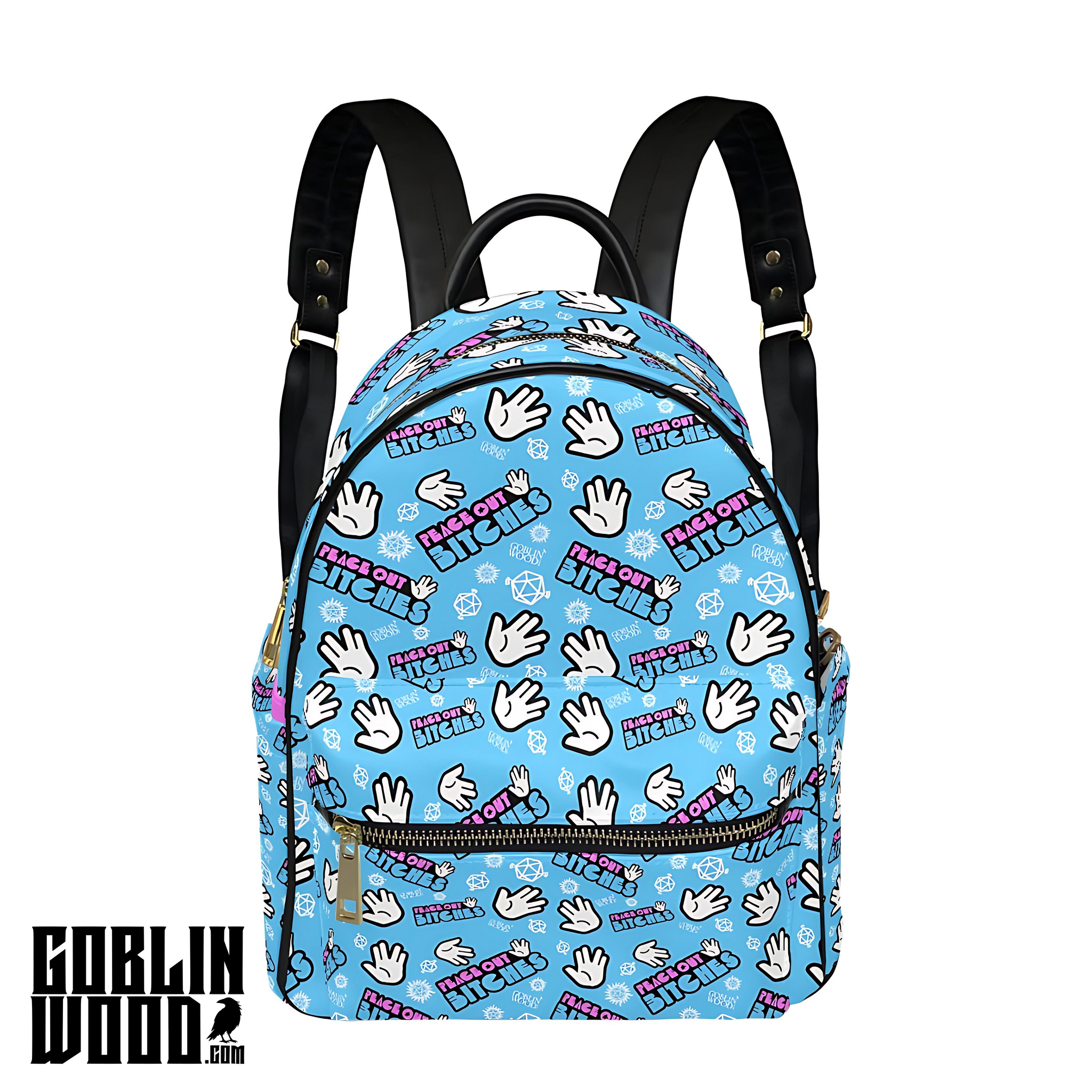 Peace Out Bitches (Sky) - Mini Backpack - Supernatural Inspired - Goblin Wood Exclusive