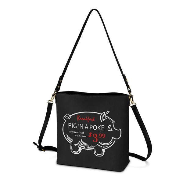 Pig 'N A Poke - Black Cross Body Bucket Bag - Supernatural Inspired - Goblin Wood Exclusive - Goblin Wood