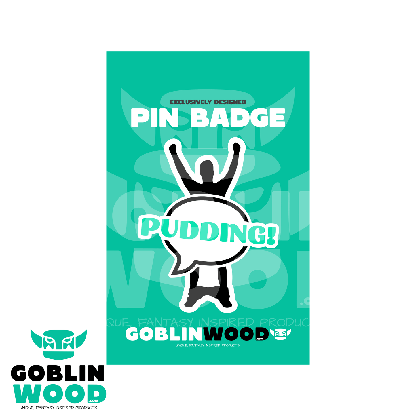Pudding! - Acrylic Pin Badge - Supernatural Inspired - Goblin Wood Exclusive - Goblin Wood