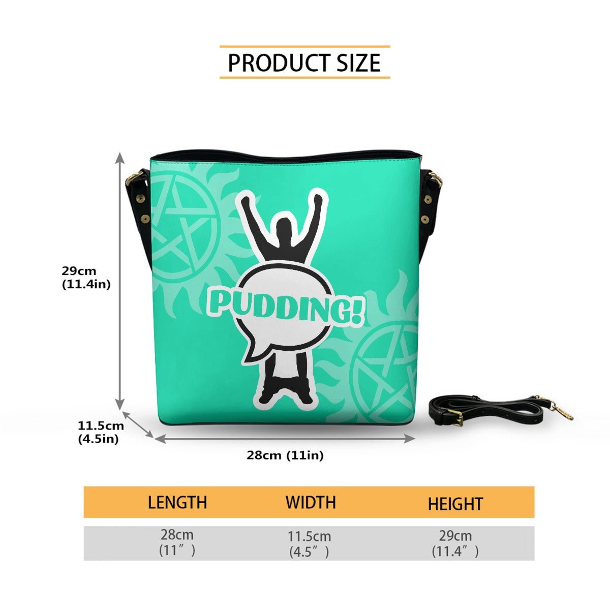 Pudding! - Teal Cross Body Bucket Bag - Supernatural Inspired - Goblin Wood Exclusive - Goblin Wood