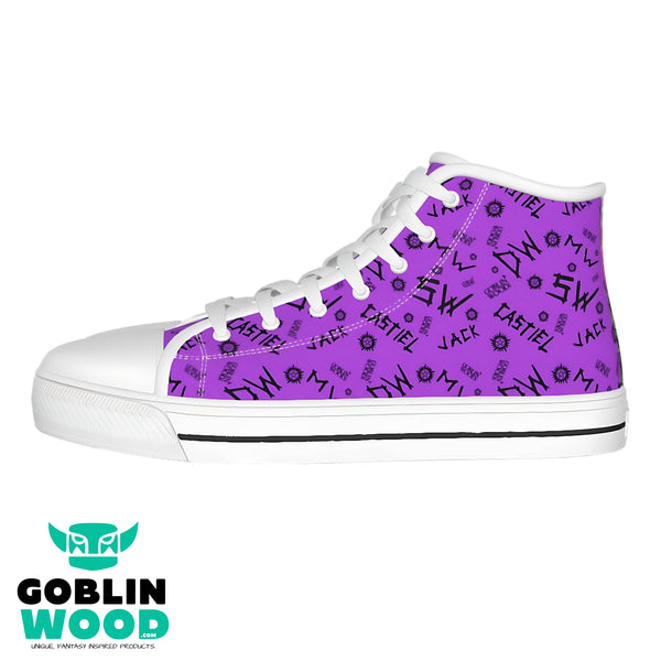 Initials - Purple Canvas Hi-Top Shoe - Supernatural Inspired - Goblin Wood Exclusive