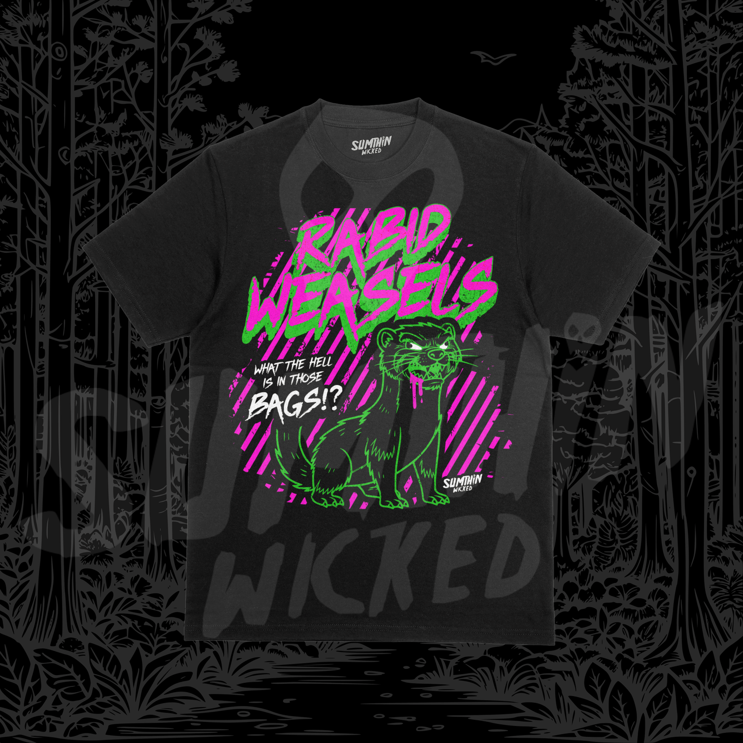 Rabid Weasels - Black Premium T-Shirt - Return Of The Living Dead Inspired - Sumthin Wicked Exclusive - Goblin Wood