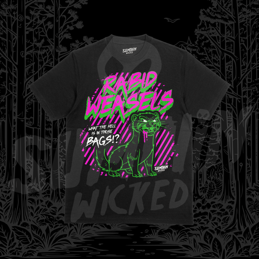 Rabid Weasels - Black Premium T-Shirt - Return Of The Living Dead Inspired - Sumthin Wicked Exclusive - Goblin Wood