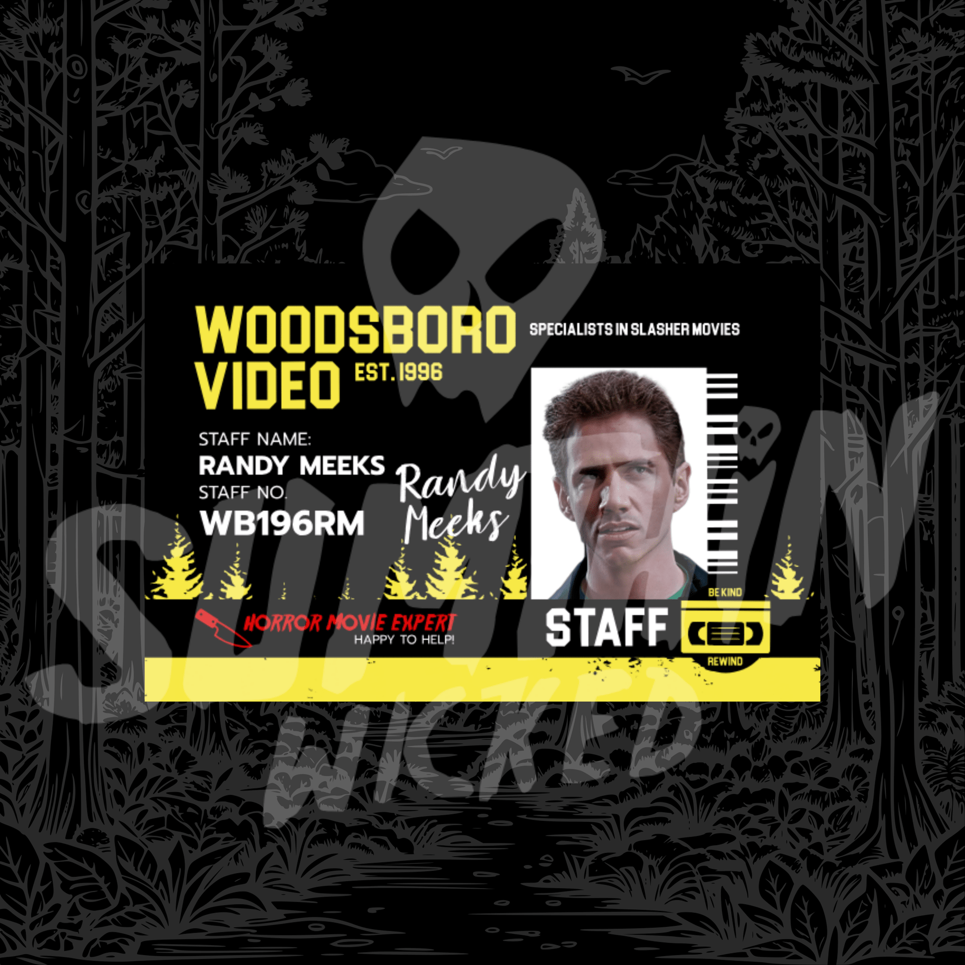 Randy Meeks - Woodsboro Video Staff Card - Scream Inspired - Sumthin Wicked Exclusive - Goblin Wood