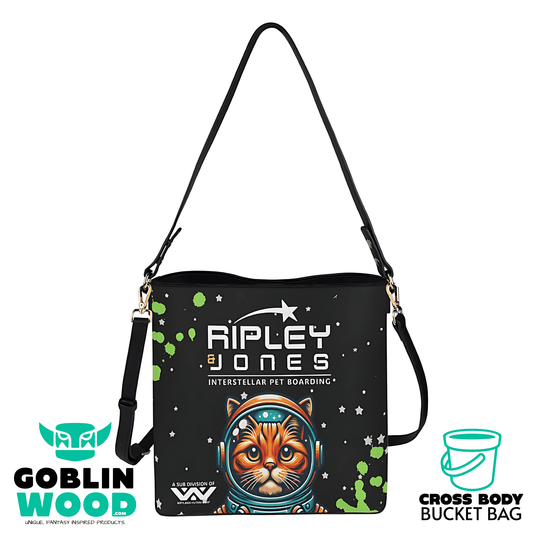Ripley & Jones - Black Cross Body Bucket Bag - Alien Inspired - Goblin Wood Exclusive - Goblin Wood