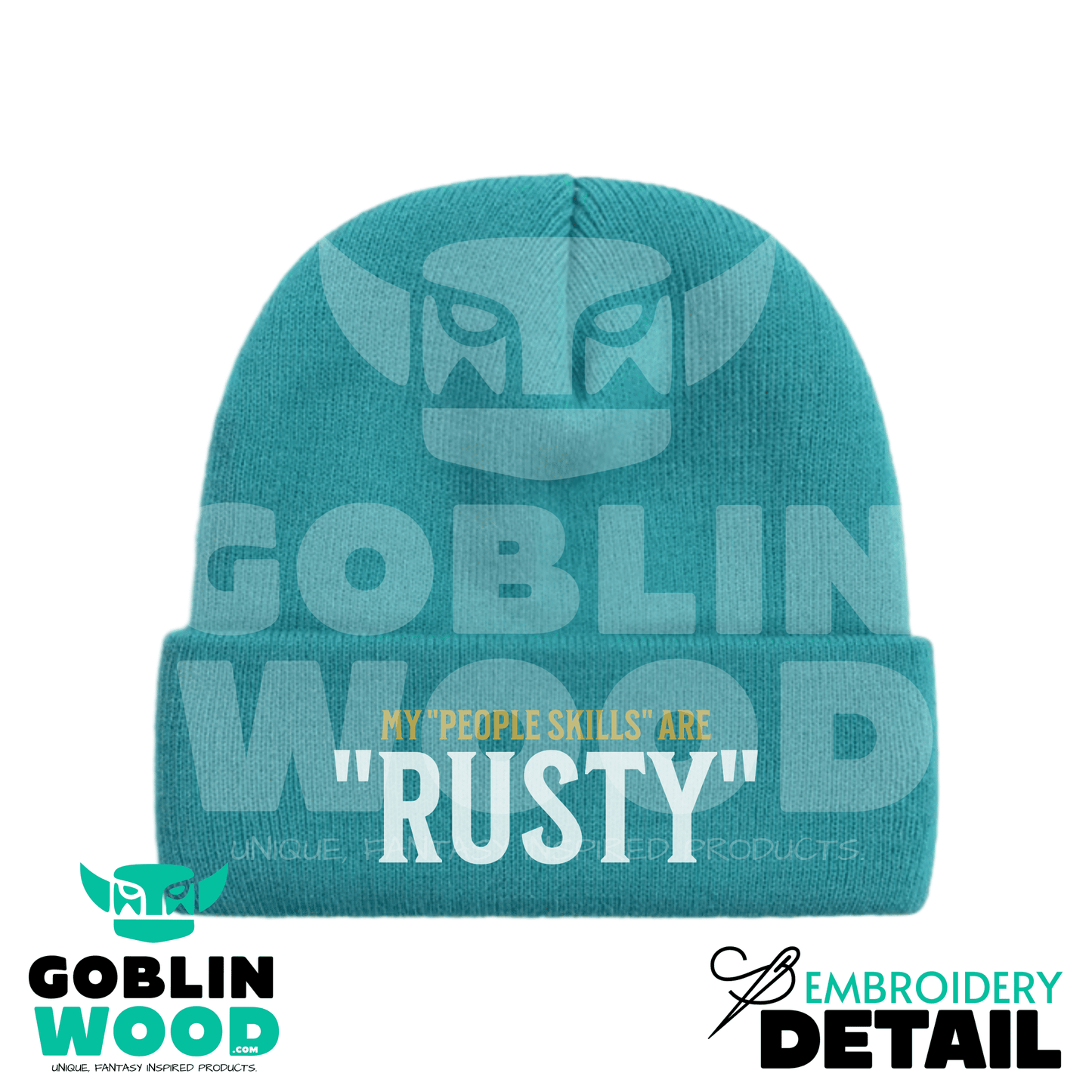 Rusty - Teal Embroidered Beanie - Supernatural Inspired - Goblin Wood Exclusive - Goblin Wood