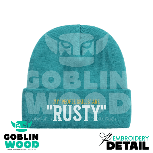 Rusty - Teal Embroidered Beanie - Supernatural Inspired - Goblin Wood Exclusive - Goblin Wood