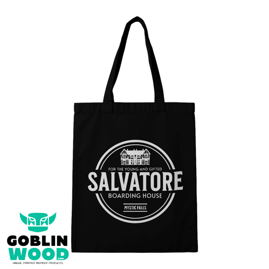 Salvatore Boarding House - Black Tote Bag - TVD Inspired - Goblin Wood Exclusive - Goblin Wood