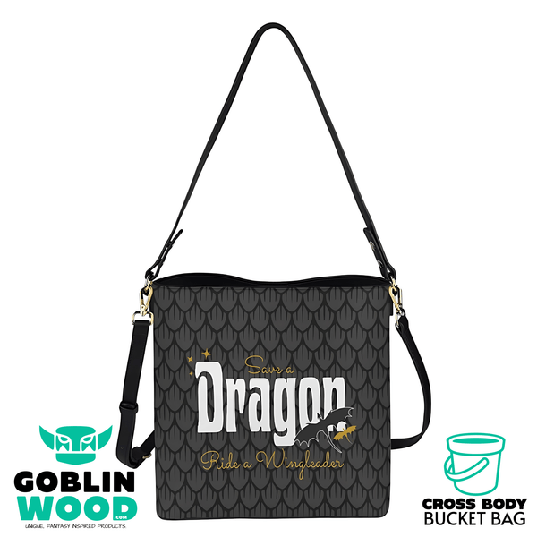 Save A Dragon - Cross Body Bucket Bag - Fourth Wing Inspired - Goblin Wood Exclusive - Goblin Wood