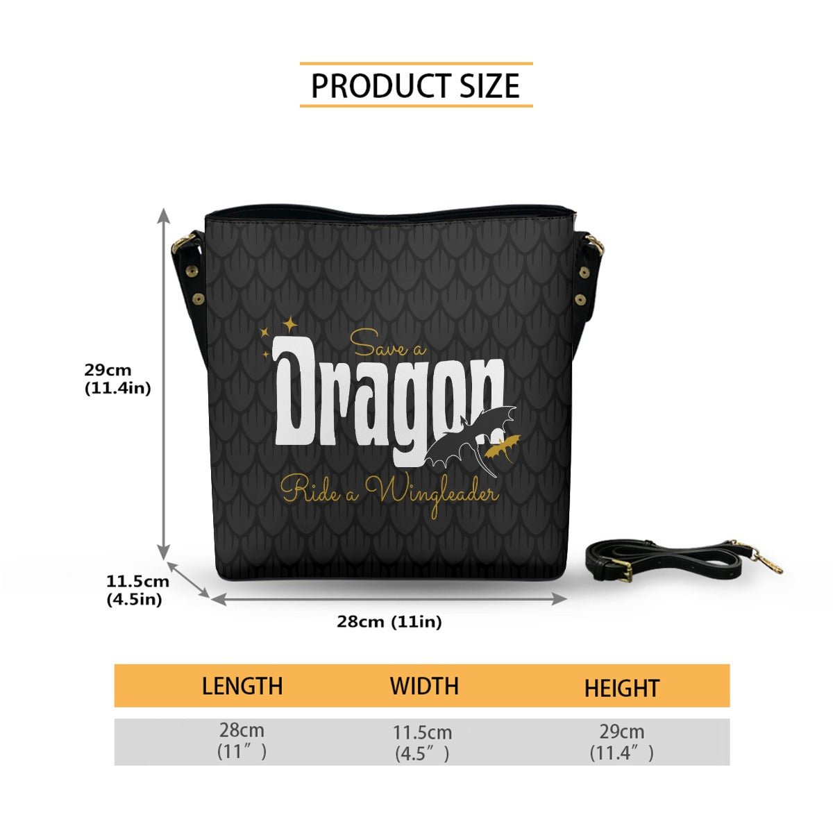 Save A Dragon - Cross Body Bucket Bag - Fourth Wing Inspired - Goblin Wood Exclusive - Goblin Wood