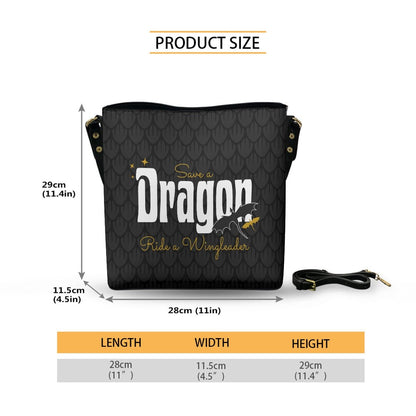 Save A Dragon - Cross Body Bucket Bag - Fourth Wing Inspired - Goblin Wood Exclusive - Goblin Wood