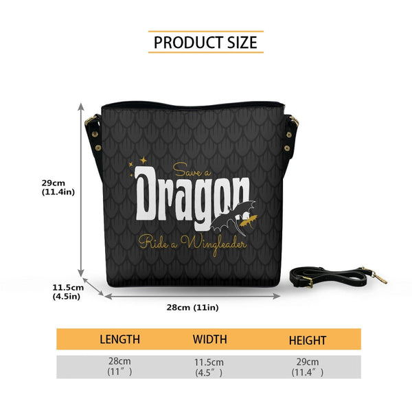 Save A Dragon - Cross Body Bucket Bag - Fourth Wing Inspired - Goblin Wood Exclusive - Goblin Wood