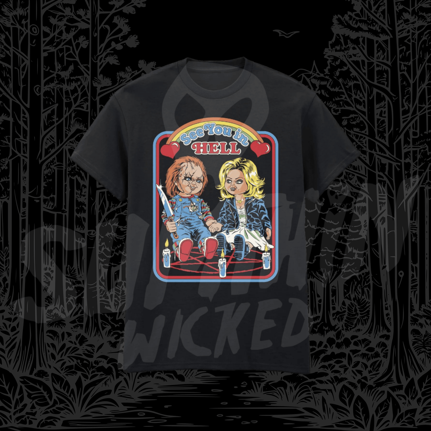 See You In Hell - Chucky Black Premium T-Shirt - Sumthin Wicked - Goblin Wood
