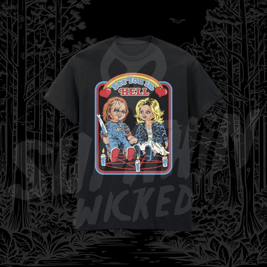 See You In Hell - Chucky Black Premium T-Shirt - Sumthin Wicked - Goblin Wood