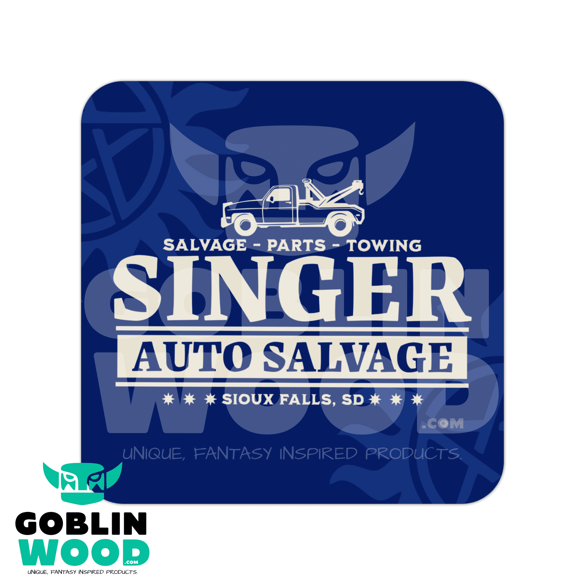Singer Salvage - Drinks Coaster - Supernatural Inspired - Goblin Wood Exclusive - Goblin Wood