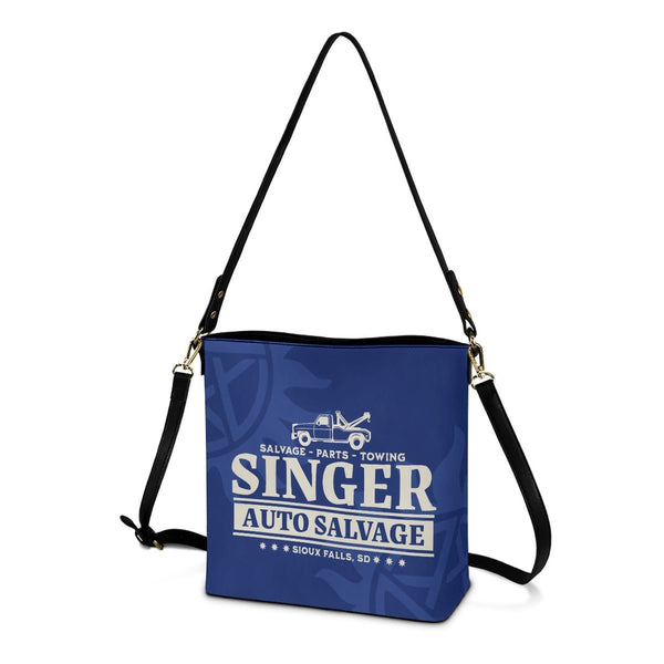 Singer Salvage - Navy Cross Body Bucket Bag - Supernatural Inspired - Goblin Wood Exclusive - Goblin Wood