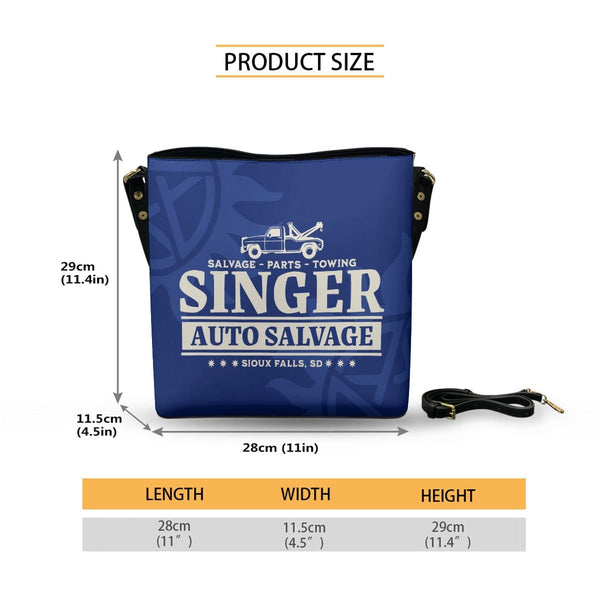 Singer Salvage - Navy Cross Body Bucket Bag - Supernatural Inspired - Goblin Wood Exclusive - Goblin Wood