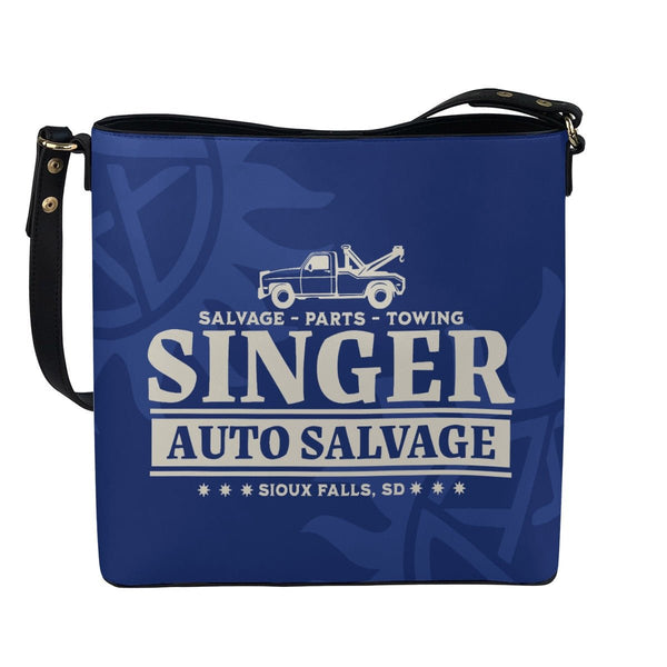 Singer Salvage - Navy Cross Body Bucket Bag - Supernatural Inspired - Goblin Wood Exclusive - Goblin Wood