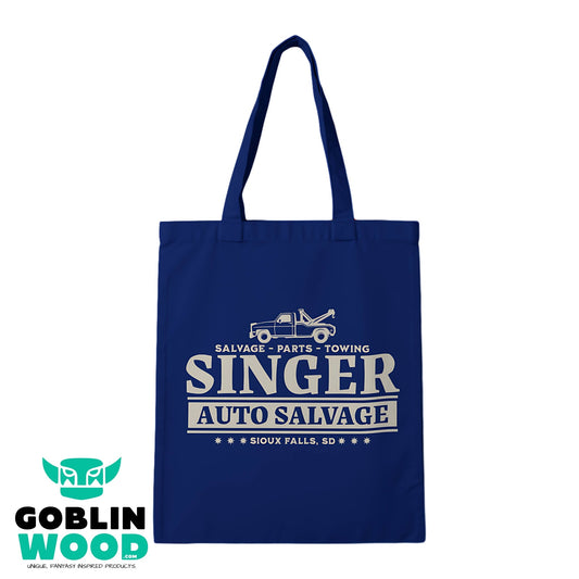 Singer Salvage - Navy Tote Bag - Supernatural Inspired - Goblin Wood Exclusive - Goblin Wood
