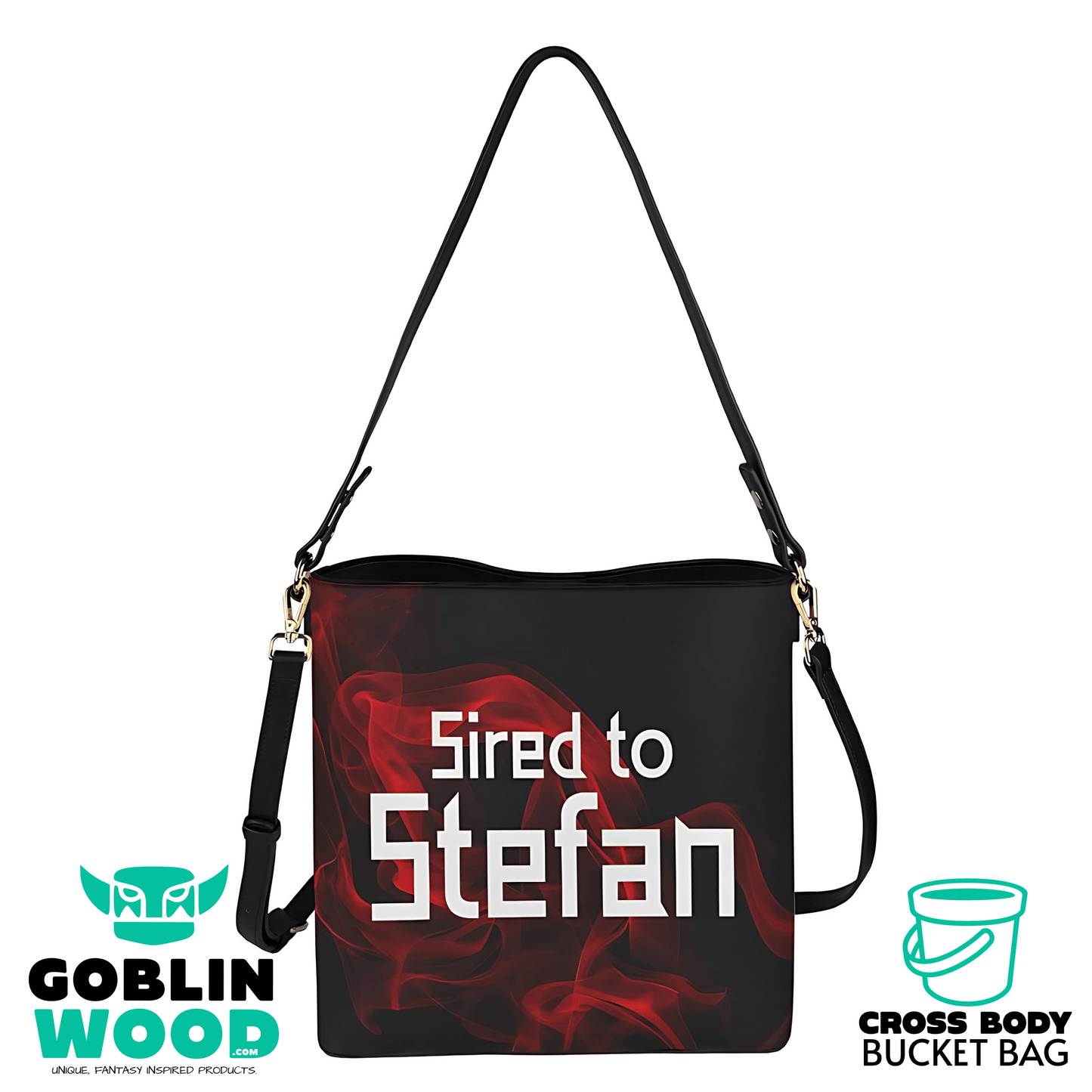 Sired To Stefan - Black Cross Body Bucket Bag - TVD Inspired - Goblin Wood Exclusive - Goblin Wood