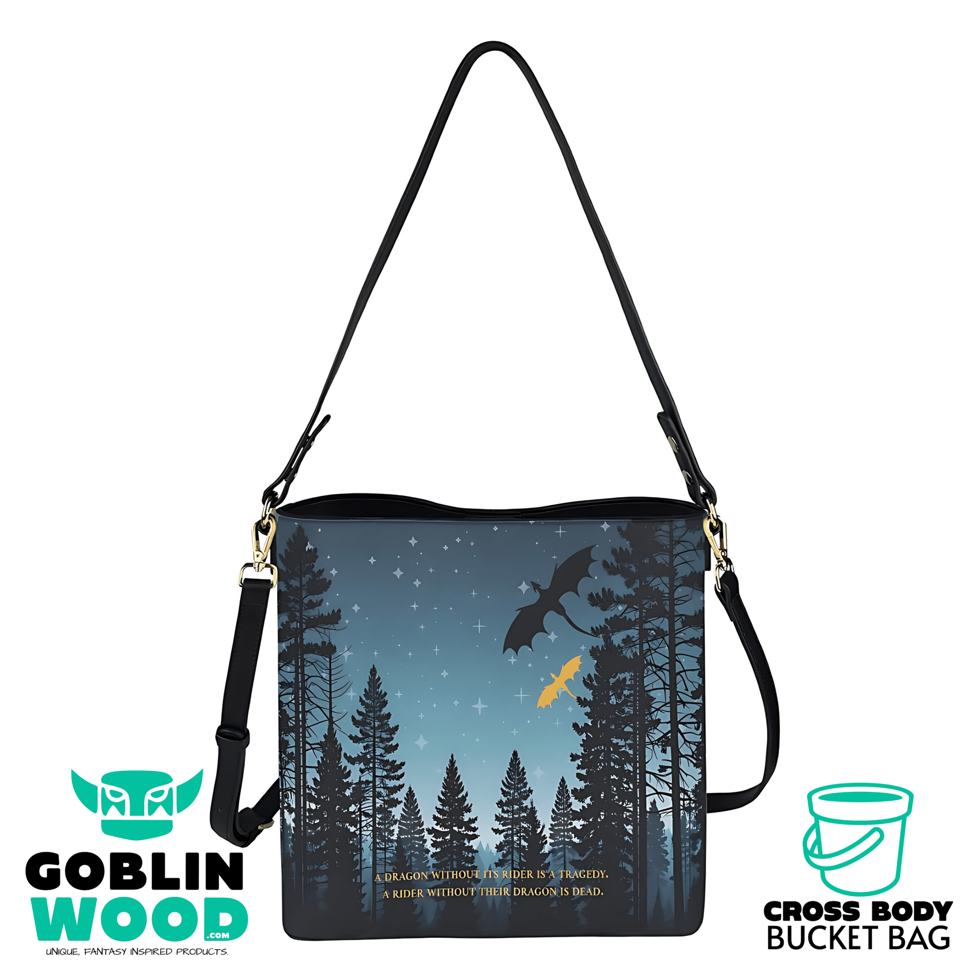 Skyline - Cross Body Bucket Bag - Fourth Wing Inspired - Goblin Wood Exclusive - Goblin Wood