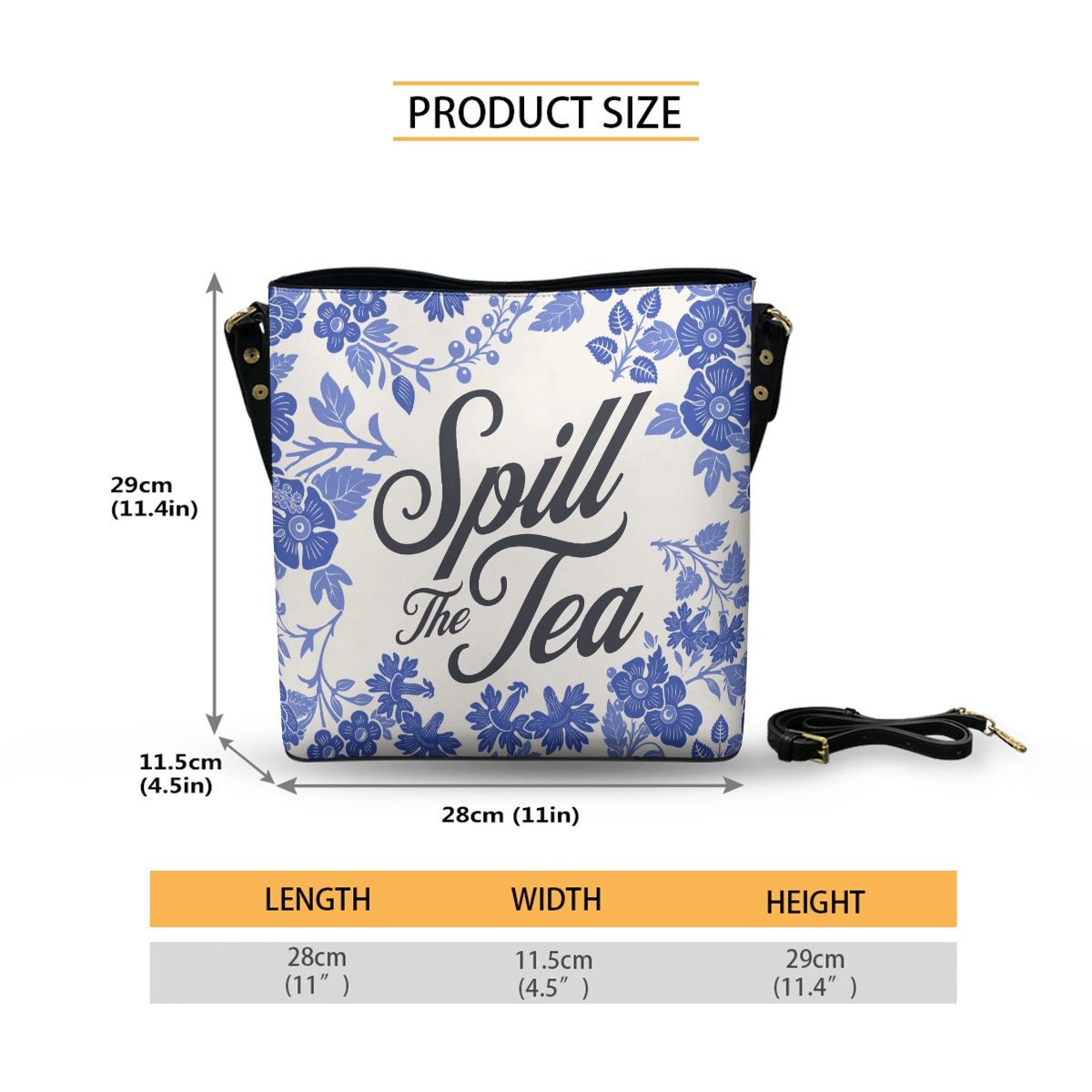 Spill The Tea - AOP Cross Body Bucket Bag - Bridgerton Inspired - Goblin Wood Exclusive - Goblin Wood