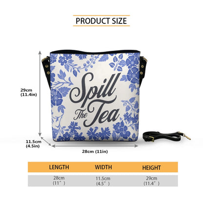 Spill The Tea - AOP Cross Body Bucket Bag - Bridgerton Inspired - Goblin Wood Exclusive - Goblin Wood