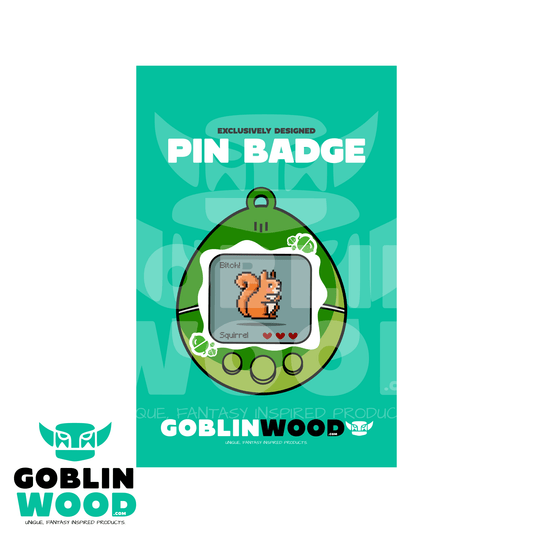 Squirrel - Tamagotchi Acrylic Pin Badge - Supernatural Inspired - Goblin Wood Exclusive - Goblin Wood