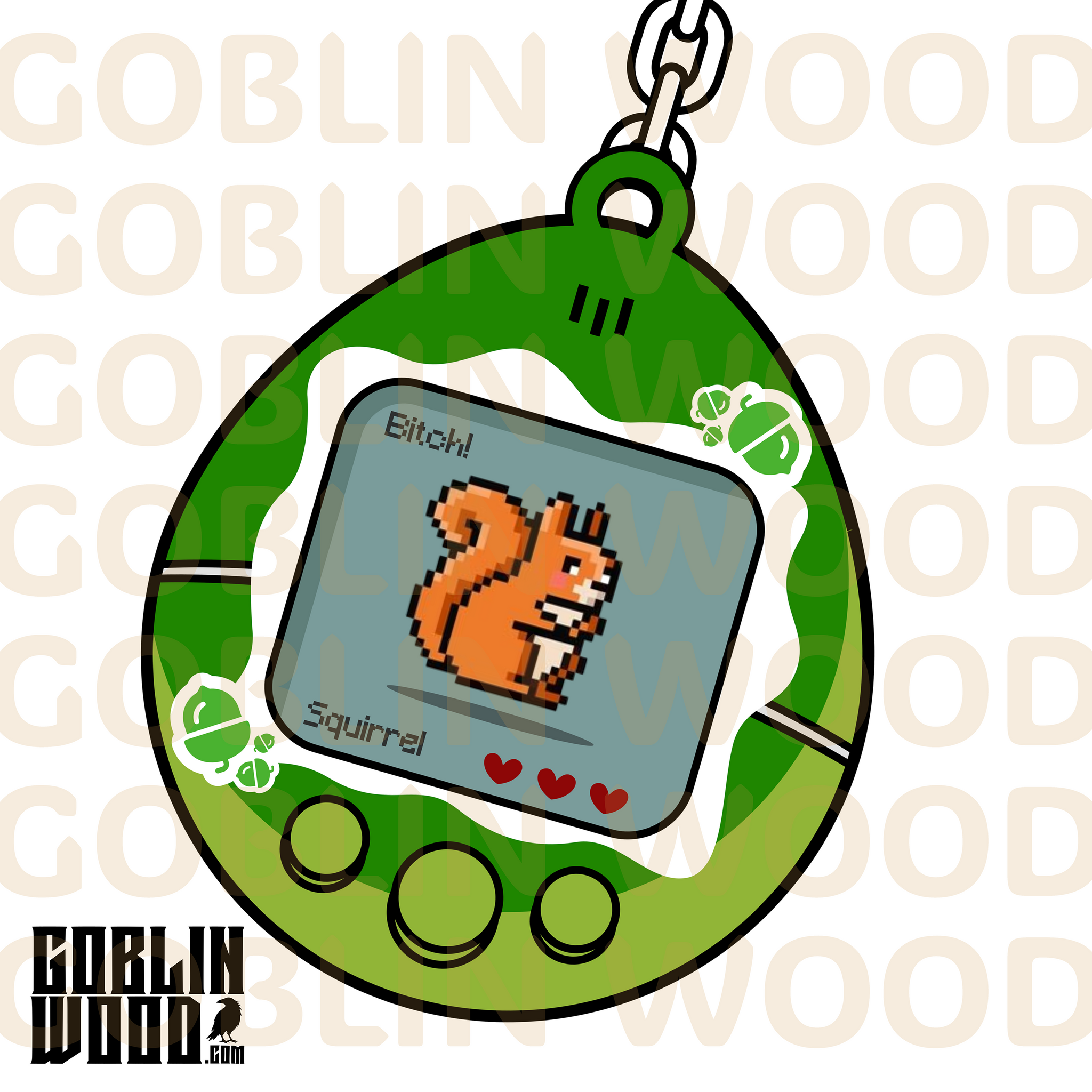 Squirrel - Acrylic Tamagotchi Style Keychain - Supernatural Inspired - Goblin Wood Exclusive