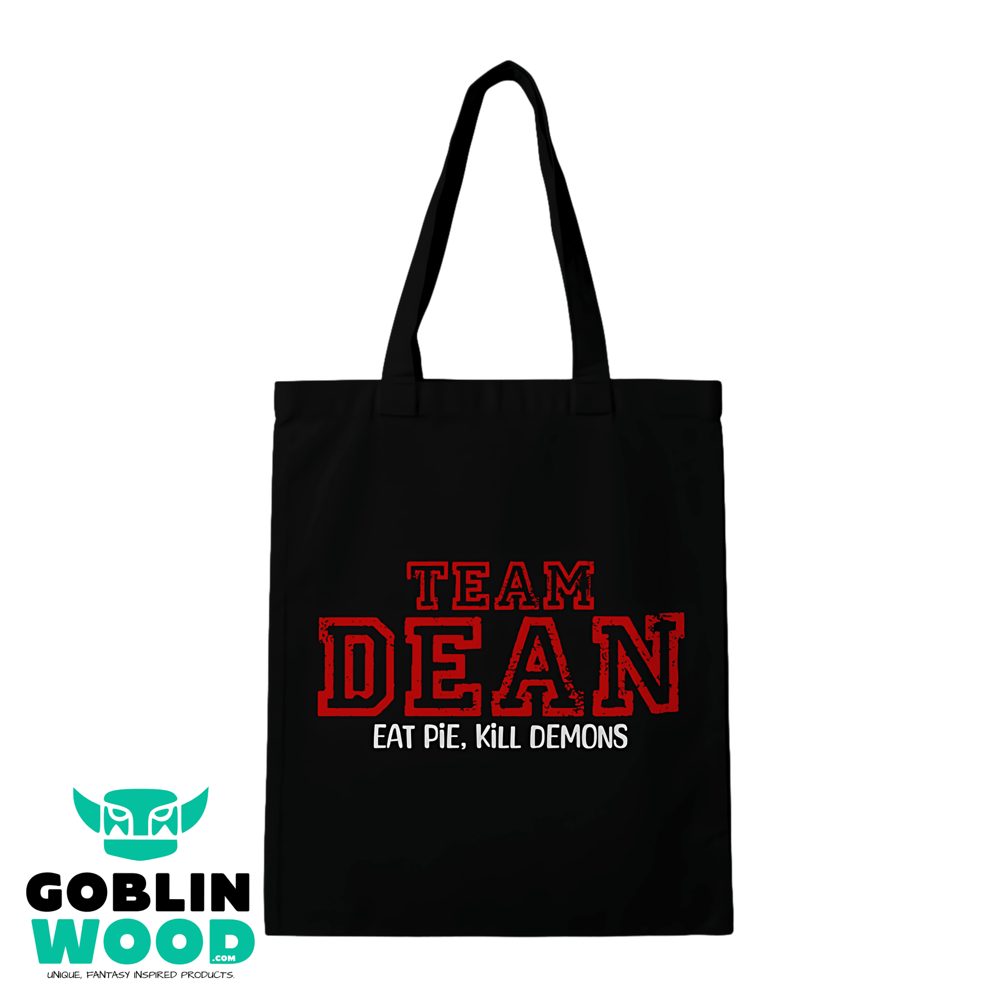 Team Dean - Black Varsity Tote Bag - Supernatural Inspired - Goblin Wood Exclusive - Goblin Wood