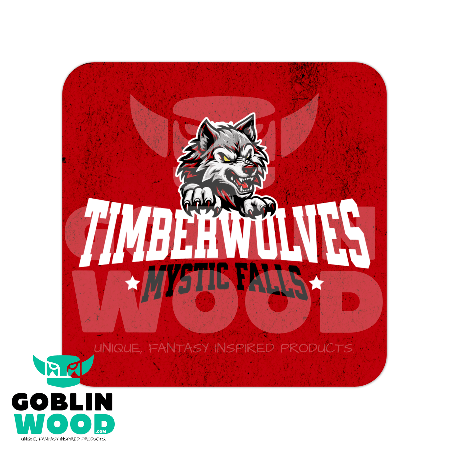 Timberwolves (Red) - Drinks Coaster - TVD Inspired - Goblin Wood Exclusive - Goblin Wood