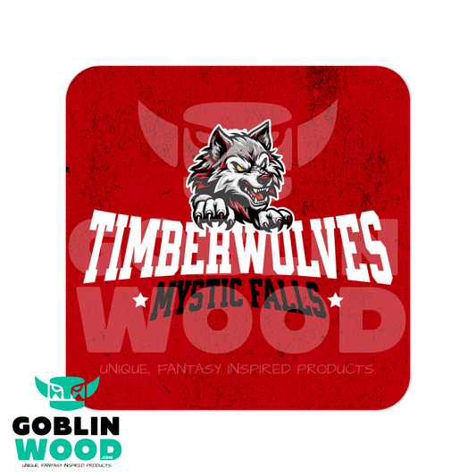 Timberwolves (Red) - Drinks Coaster - TVD Inspired - Goblin Wood Exclusive - Goblin Wood