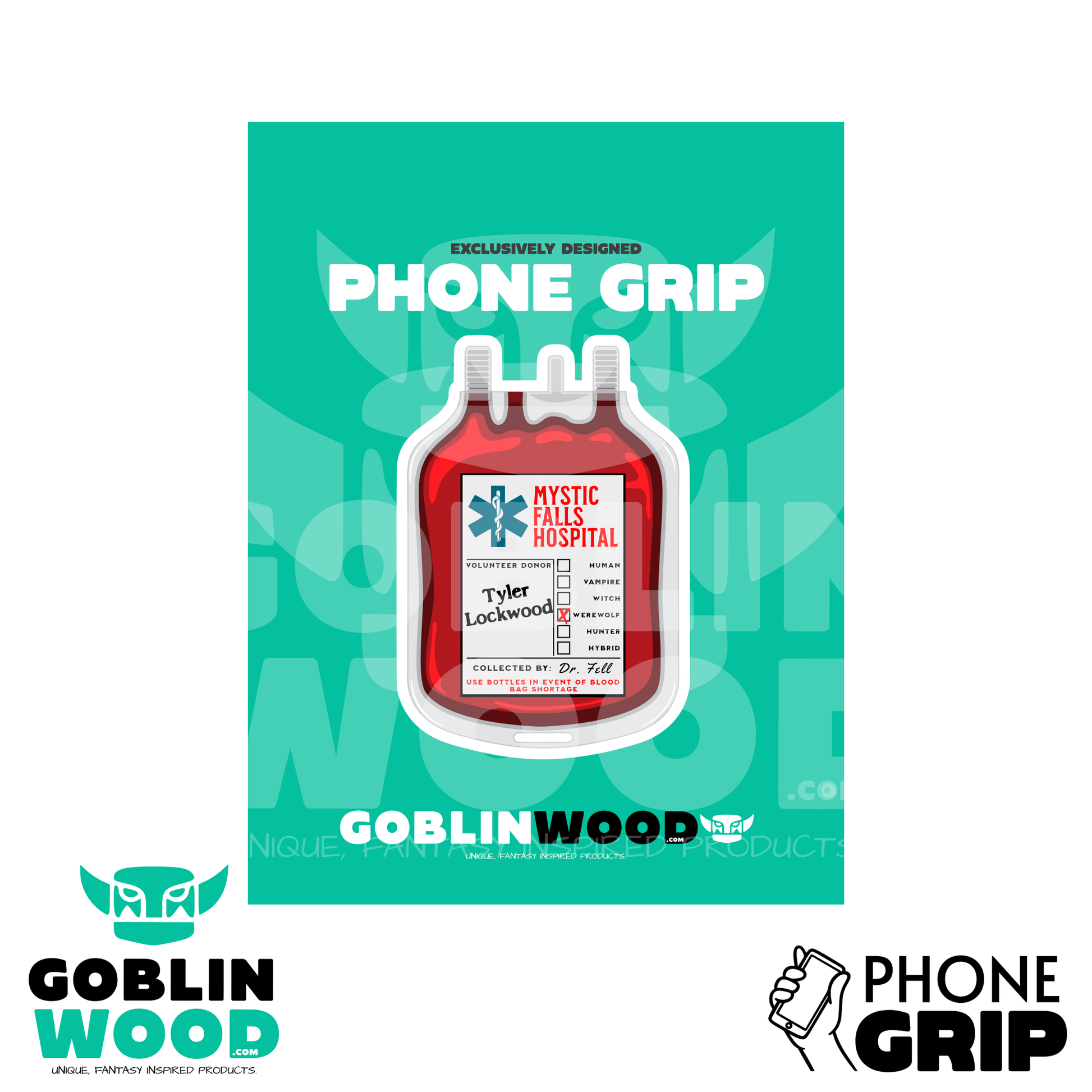 Tyler Blood Bag - Acrylic Phone/Kindle Grip -  - Goblin Wood Exclusive - Goblin Wood