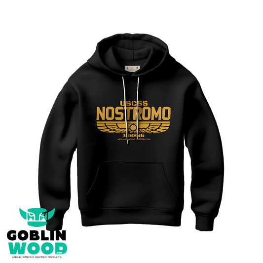 USCSS Nostromo - Premium Black Hoody - Alien Inspired - Goblin Wood Exclusive - Goblin Wood