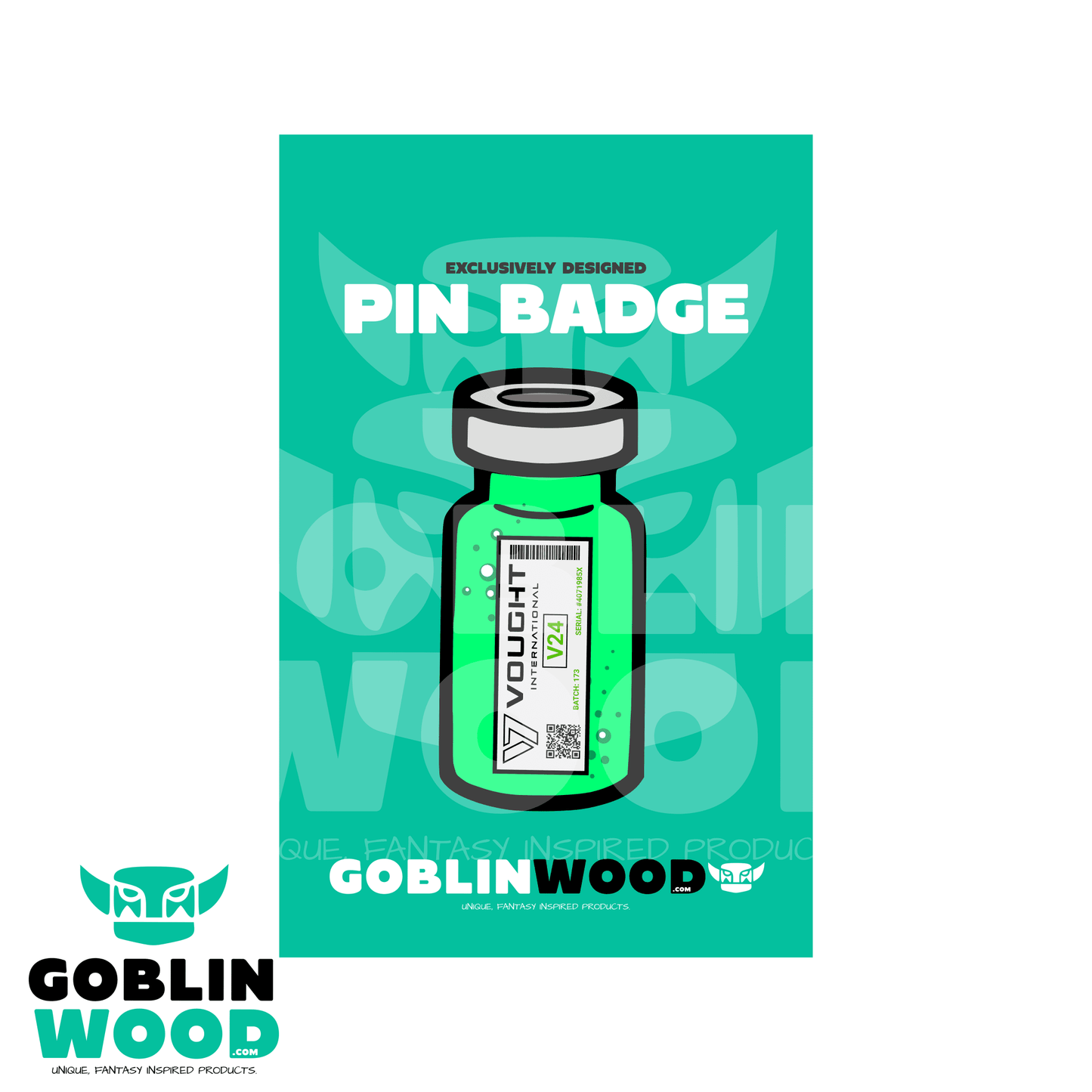 V24 (Vial) - Acrylic Pin Badge -  - Goblin Wood Exclusive - Goblin Wood