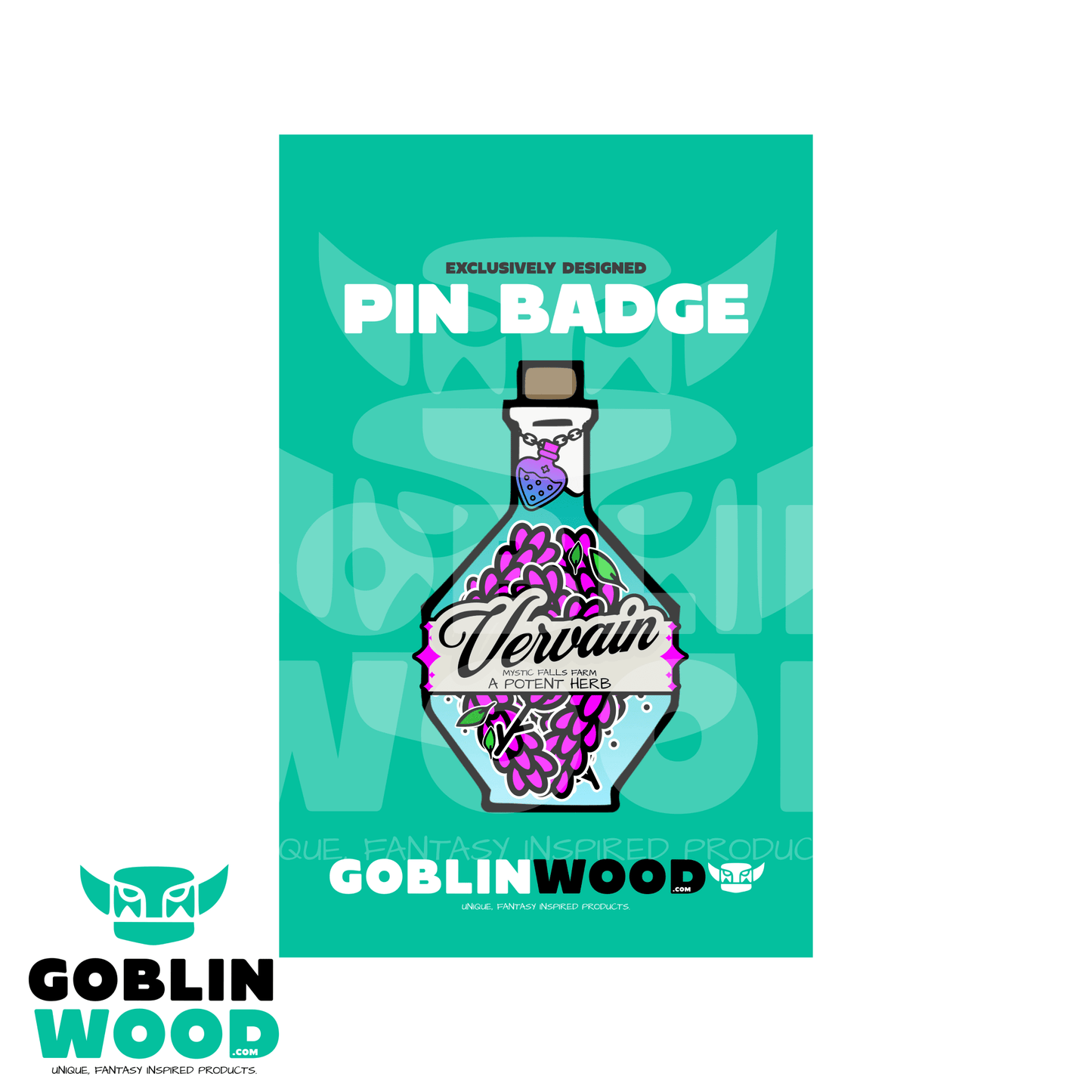 Vervain Bottle - Acrylic Pin Badge -  - Goblin Wood Exclusive - Goblin Wood