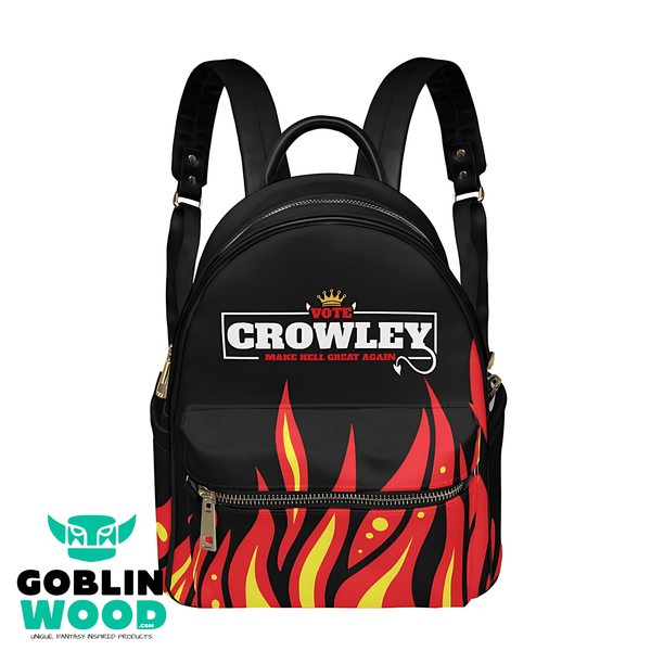 Vote Crowley - Black Mini Backpack - Supernatural Inspired - Goblin Wood Exclusive - Goblin Wood