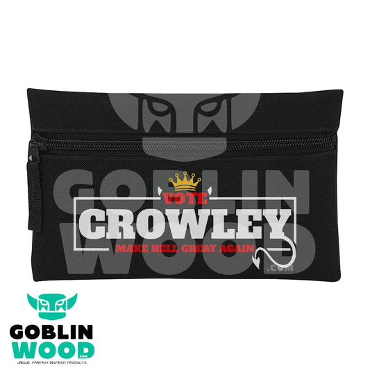 Vote Crowley - Black Pencil Case - Supernatural Inspired - Goblin Wood Exclusive - Goblin Wood
