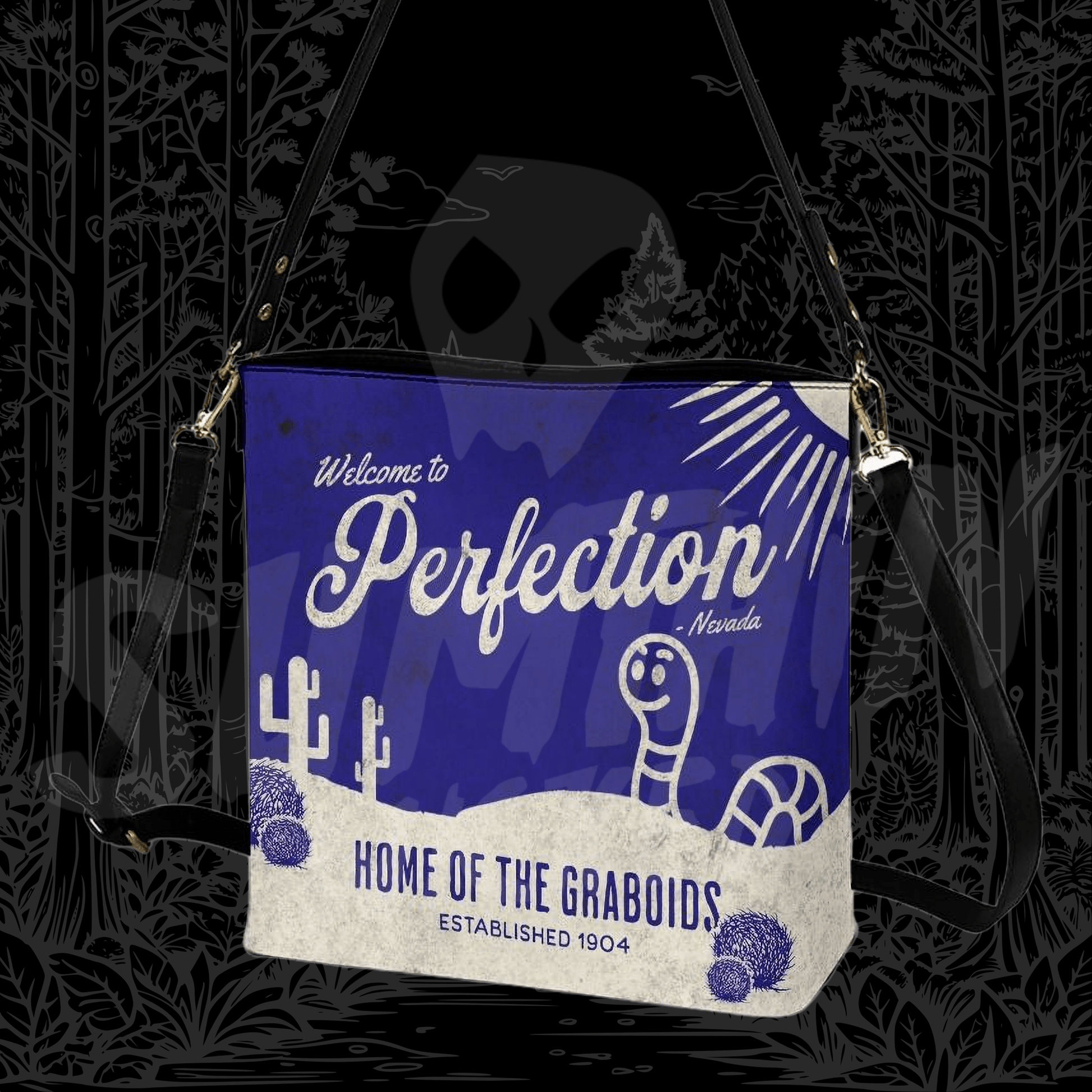 Welcome To Perfection - Cross Body Bucket Bag - Tremors Inspired - Sumthin Wicked Exclusive - Goblin Wood