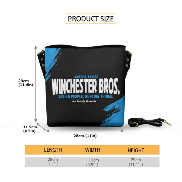 Winchester Bros. - Black Cross Body Bucket Bag - Supernatural Inspired - Goblin Wood Exclusive - Goblin Wood