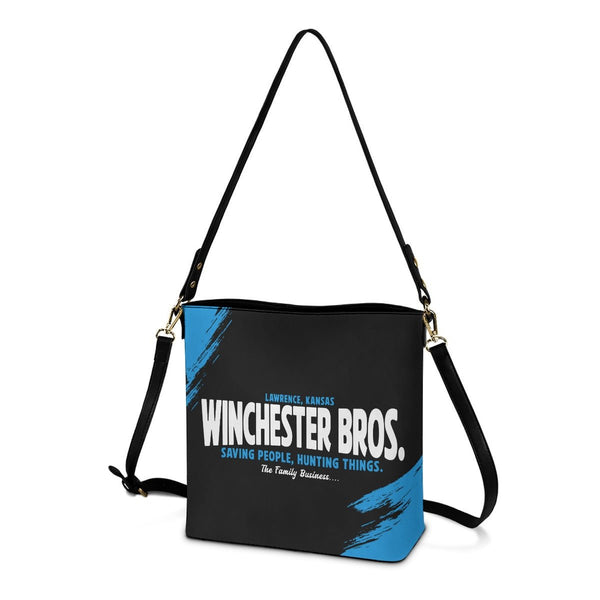 Winchester Bros. - Black Cross Body Bucket Bag - Supernatural Inspired - Goblin Wood Exclusive - Goblin Wood