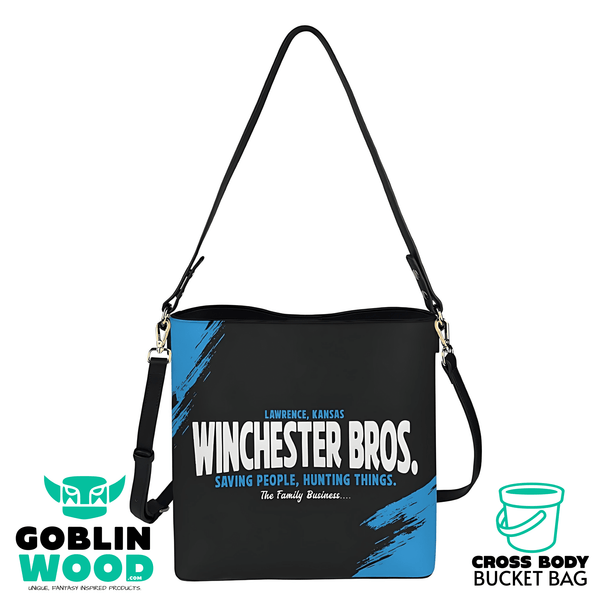 Winchester Bros. - Black Cross Body Bucket Bag - Supernatural Inspired - Goblin Wood Exclusive - Goblin Wood