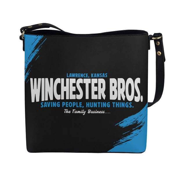 Winchester Bros. - Black Cross Body Bucket Bag - Supernatural Inspired - Goblin Wood Exclusive - Goblin Wood