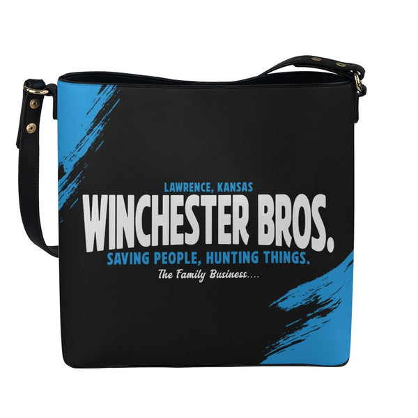 Winchester Bros. - Black Cross Body Bucket Bag - Supernatural Inspired - Goblin Wood Exclusive - Goblin Wood