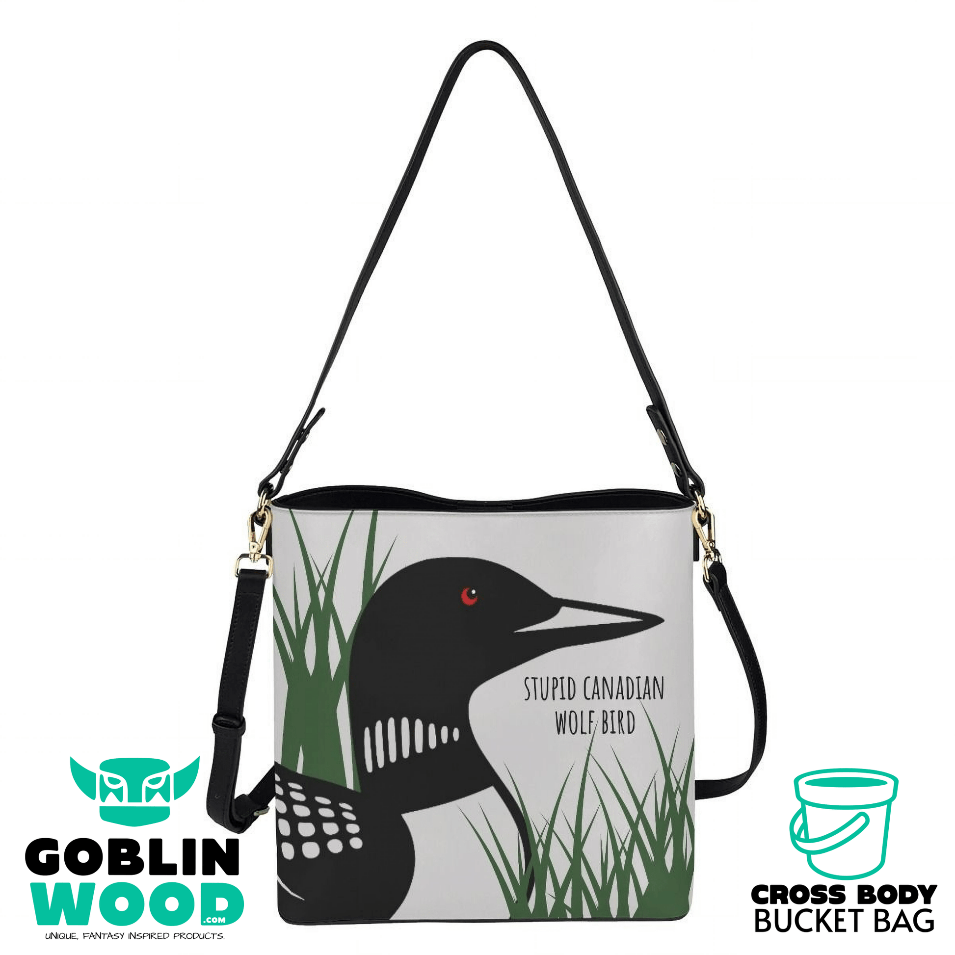 Wolf Bird - Cross Body Bucket Bag - Heated Rivalry Inspired - Goblin Wood Exclusive - Goblin Wood