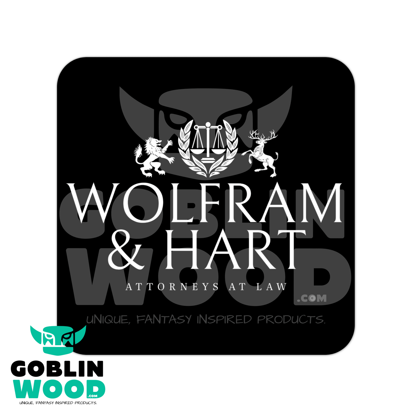 Wolfram & Hart - Drinks Coaster -  - Goblin Wood Exclusive - Goblin Wood