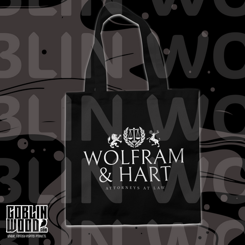 Wolfram & Hart - Black Tote Bag - Angel Inspired - Goblin Wood Exclusive