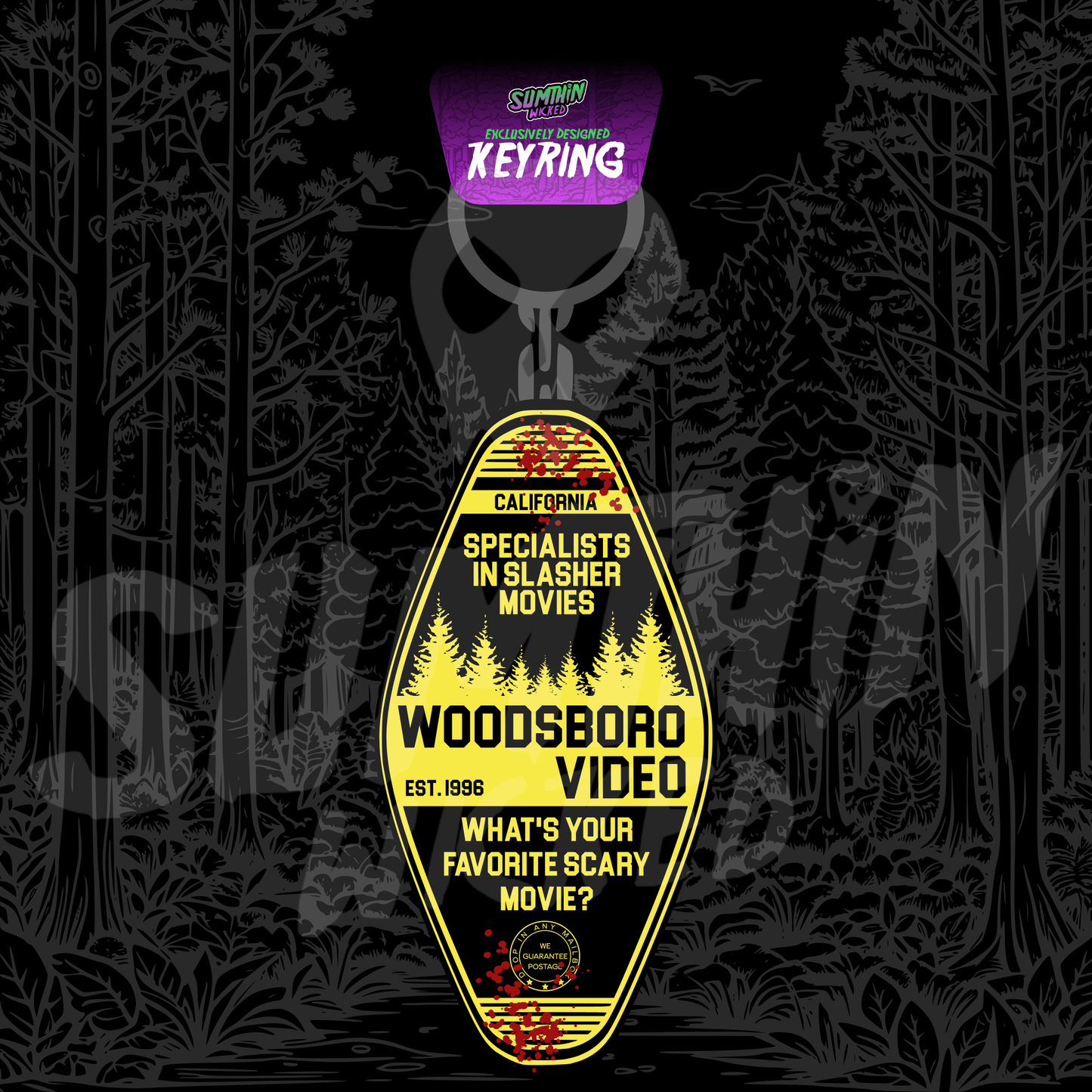 Woodsboro Video - Acrylic Key Fob Keychain - Scream Inspired - Sumthin Wicked Exclusive - Goblin Wood