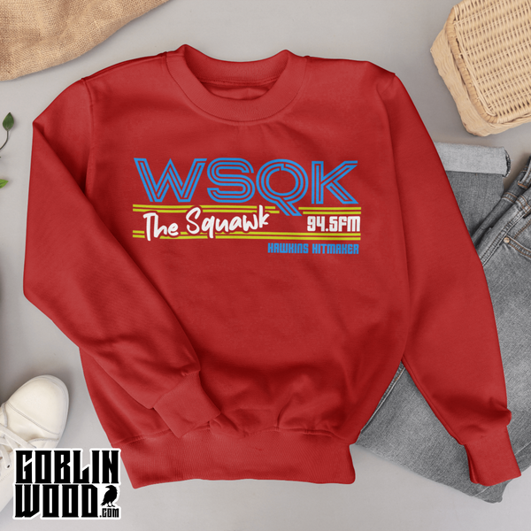 Squawk - Premium Black, Red, Sky or Green Sweatshirt - Stranger Things Inspired - Goblin Wood Exclusive