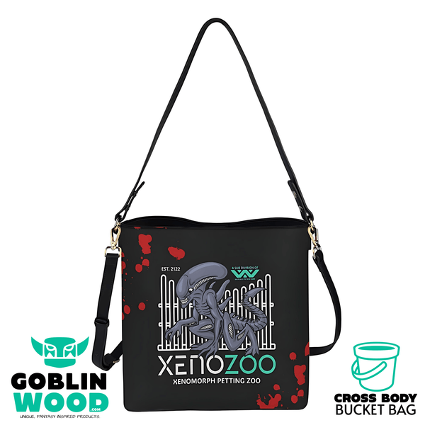 XenoZoo - Black Cross Body Bucket Bag - Alien Inspired - Goblin Wood Exclusive - Goblin Wood